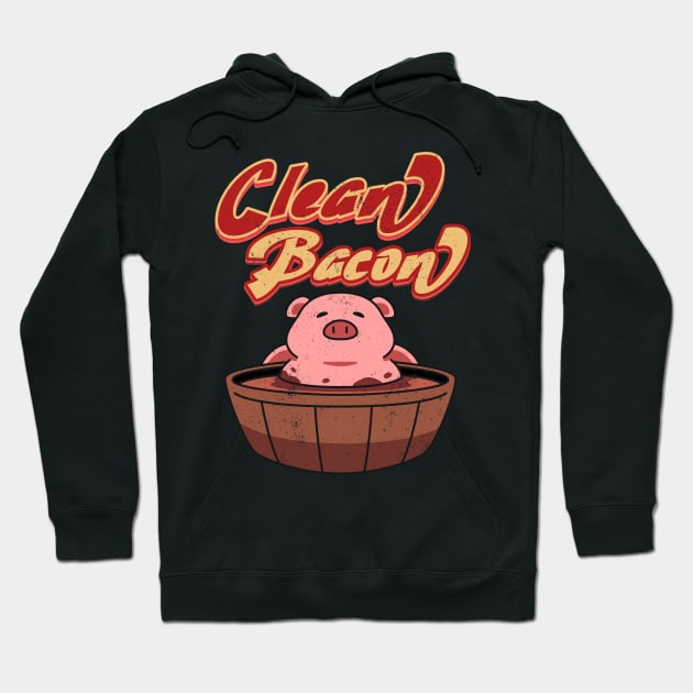 Retro Funny Pig Barbeque Smoker I Love Pigs Clean Bacon Joke Hoodie by alcoshirts